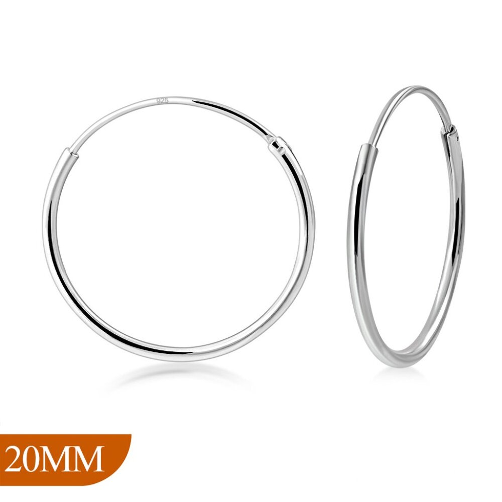 Sterling Silver Endless Hoop Earrings 7/8 inch Hand Polished 1.2 mm wide